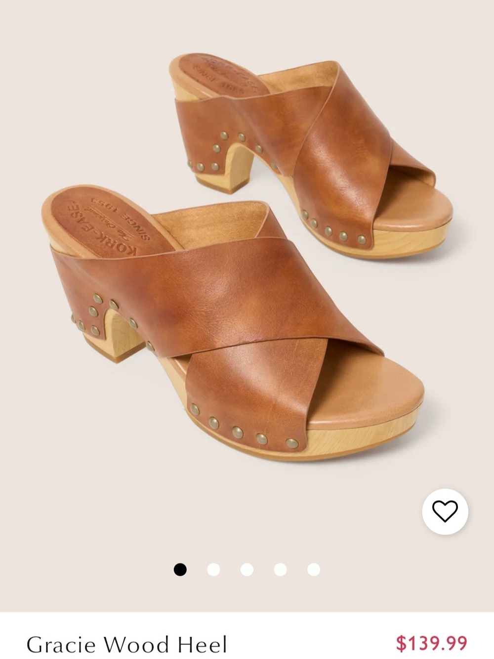 Kork-Ease Gracie Wooden Heel Cognac Leather Crossover Platform Mules - Picture 7 of 7
